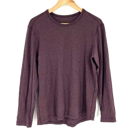 Lululemon T Shirt Size Small Mens Black Cherry Red 5 Year Basic Long Sleeve Tee - Picture 1 of 5